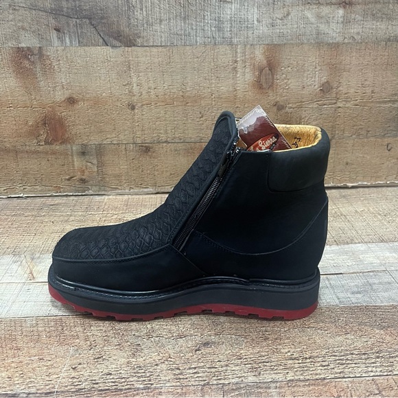 Men's Half boot RED SOLE Zipper PYTHON Print Leather. Botín pitón suela roja - Picture 3 of 6